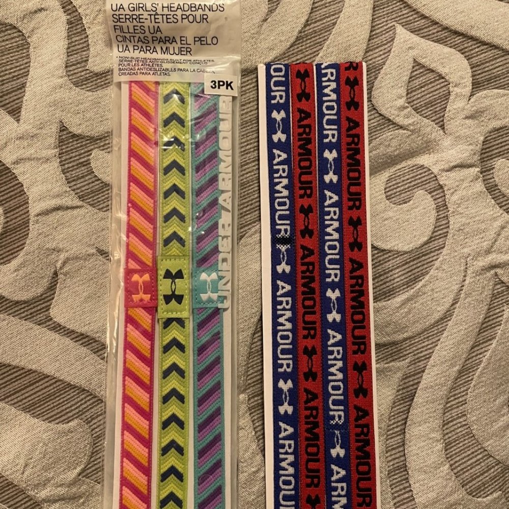 NEW Under Armour Girls Youth Non Slip Mini Headbands 2 packs (7 headbands total)